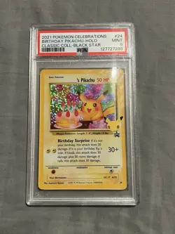 2021 Pokemon Celebrations Birthday Pikachu Holo Classic Collection PSA 9 - Image 1