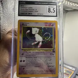 CGC 8.5 NM/ MINT + Pokemon Mew #9 Holo 2000 Black Star Promo Swirl Rubs To Slab - Image 1