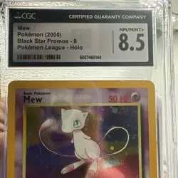 CGC 8.5 NM/ MINT + Pokemon Mew #9 Holo 2000 Black Star Promo Swirl Rubs To Slab - Image 2