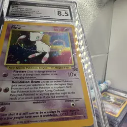 CGC 8.5 NM/ MINT + Pokemon Mew #9 Holo 2000 Black Star Promo Swirl Rubs To Slab - Image 4