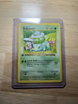 1st Edition Bulbasaur 44/102 Base Set SHADOWLESS 1999 Pokemon Card TCG MP-HP - Image 1