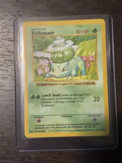 Pokemon TCG Bulbasaur Base Set, Shadowless Common Card 44/102 - Image 1
