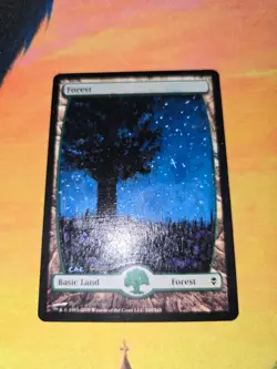 MTG ALTERED 1X Forest magic the gathering Hand Painted Starry sky - Image 2
