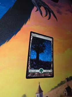 MTG ALTERED 1X Forest magic the gathering Hand Painted Starry sky - Image 3