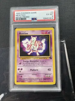 Pokemon TCG Mewtwo #3 WB Kids Presents the First Movie Card PSA 6 - Image 1