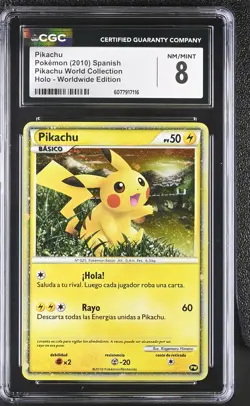 CGC 8 Pikachu 2010 Spanish Pikachu World Collection Holo Pokemon Card - Image 1