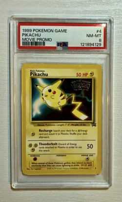 1999 Pokemon Black Star Movie Promo PIKACHU #4 PSA 8 NM-MT! - Image 1