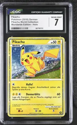 CGC 7 Pikachu 2010 German Pikachu World Collection Holo Pokemon Card - Image 1