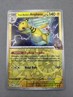 Pokemon TCG * Destined Rivals 074/182 Team Rocket's Ampharos * REVERSE HOLO * NM - Image 1