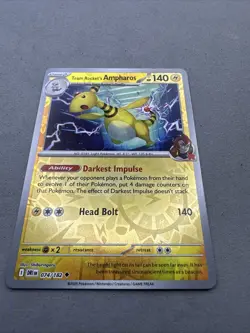 Pokemon TCG * Destined Rivals 074/182 Team Rocket's Ampharos * REVERSE HOLO * NM - Image 2