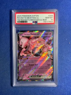 2025 POKEMON SVP EN-SV BLACK STAR PROMO #205 TEAM ROCKET'S MEWTWO EX PSA 10 - Image 1