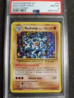 PSA 8 Machamp Evolutions 59/108 Holo Rare Pokemon TCG NM - Image 1