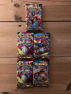 Pokemon TCG - Mega Evolution - Full Art Booster Pack Set x 5 - New And Sealed - Image 1