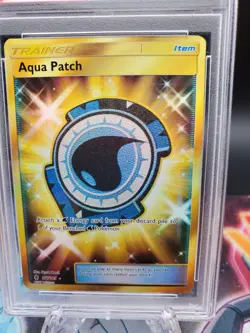 Aqua Patch 161/145 S&M Guardians Rising Secret Rare Full Art Pokemon- PSA 9 MINT - Image 2