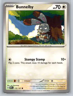 Bunnelby #175/197 SV03: Obsidian Flames Common - Pokemon Cards F7 - Image 1