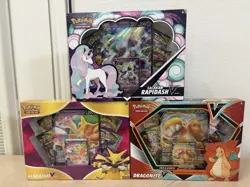 Pokemon TCG Tyranitar V Tin | Rapidash V |Dragonite V | Alakazam V Boxes Sealed - Image 1