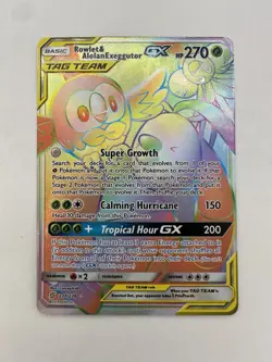 Pokemon TCG Rowlet & Alolan Exeggutor Tag Team GX Unified Minds 237/236 Holo... - Image 1