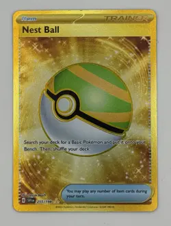 Pokemon TCG Nest Ball 255/198 S&V Scarlet & Violet Gold Secret Rare Trainer EX - Image 1