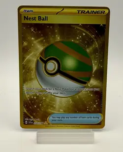 Pokemon TCG Nest Ball 255/198 S&V Scarlet & Violet Gold Secret Rare Trainer EX - Image 3