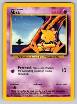 1999 Pokemon Base Set Vintage WOTC Abra 43/102 NM+ - Image 1