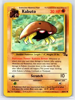 1999 Pokemon TCG - Fossil - Unlimited Kabuto 50/62 - LP - Image 1
