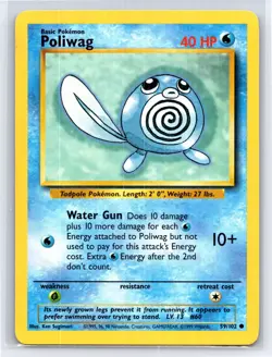1999 Pokemon TCG - Base Set - Poliwag - 59/102 - LP - Image 1