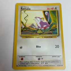 Rattata 61/102 Base Set Unlimited Common Pokemon Light Play+ - Image 3