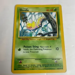 Weedle 69/102 Base Set Unlimited Common Pokemon Light Play+ - Image 3