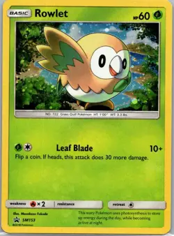Pokemon TCG Rowlet SM153 SM Black Star Promos Holo NM - Image 1