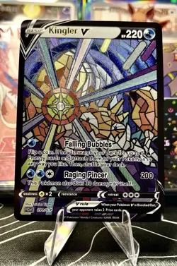 Kingler Krabby V ACG Stained Glass Art Card - Pokemon Inspired Collector’s Card - Image 1