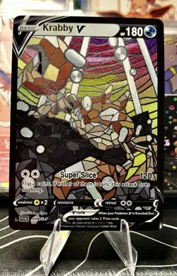 Kingler Krabby V ACG Stained Glass Art Card - Pokemon Inspired Collector’s Card - Image 2