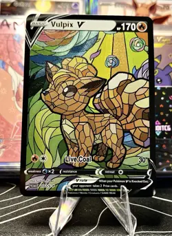 Vulpix Ninetales ACG Stained Glass Art Card - Pokemon Inspired Collector’s Card - Image 2