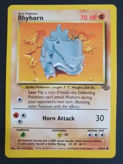 Rhyhorn 61/64 - Jungle Set - Pokemon Card - Lightly Played - Image 1