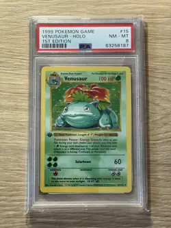 Venusaur 1st Edition Holo Pokemon 1999 Base Set 15/102 PSA 8 - Image 1