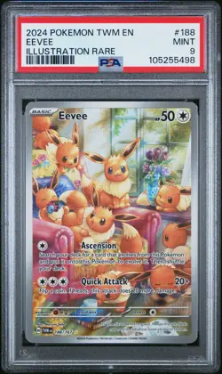 2024 Pokemon Twilight Masquerade Eevee 214/167 Illustration Rare PSA 9 MINT - Image 1