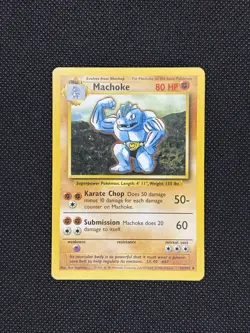 1999 Pokemon TCG MACHOKE 034/102 Base Set Unlimited - Image 1