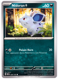 Nidoran 029/165 Scarlet & Violet 151 ENGLISH Common 2023 Near Mint Pokemon - Image 1