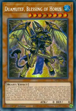 Yugioh Duamutef, Blessing Of Horus MP24-EN115 Prismatic Secret Rare 1st Edition - Image 1