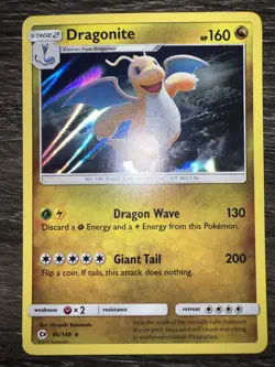 Dragonite Holo 96/149 Reverse Holo Rare Pokemon Sun and Moon Base TCG Card NM X2 - Image 2