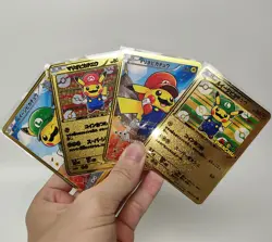 Pikachu Mario Pokemon Promo Gold Metal Card Collectible Gift/Display Hot - Image 3