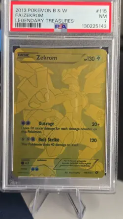 Pokemon Zekrom Legendary Treasures Gold Full Art #115 PSA 7 - Image 1