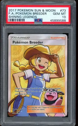 2017 Pokemon Pokemon Breeder Shining Legends Full Art Sun & Moon #73 PSA 10 - Image 1