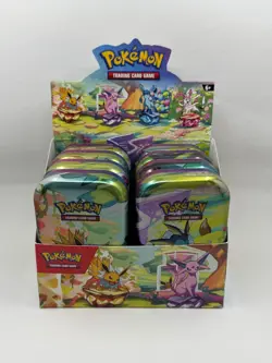 EMPTY Pokemon Prismatic Evolutions Mini Tin Display - W/ Coins & Display Cards - Image 1