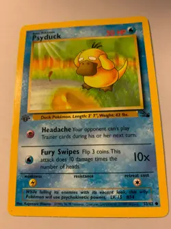Pokemon Psyduck 1st Edition Card Basic Fossil 53/62 1999, Additional Ship FREE - Image 1