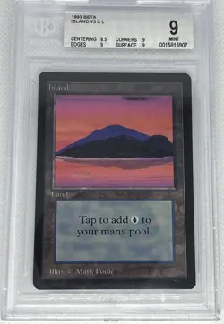 ISLAND V3, BETA, 1993 MTG, BGS 9.0, GRADED "MINT. 8.5/9/9/9 - Image 1