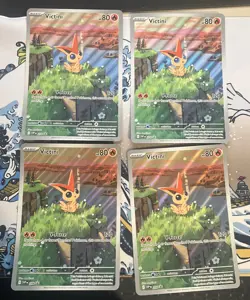 Pokemon TCG Jumbo Victini Promo SVP 208 Black Bolt White Flare Bundle X4 - Image 1