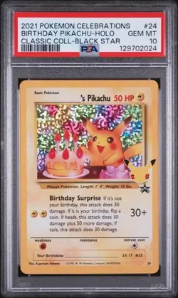 2021 POKEMON CELEBRATIONS CLASSIC COLL #24 BIRTHDAY PIKACHU-HOLO PSA 10 - Image 1