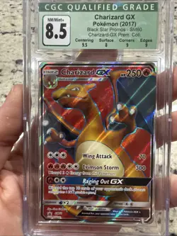 2017 POKEMON SM BLACK STAR PROMO #SM60 FULL ART/CHARIZARD GX CGC 8.5 - Image 1