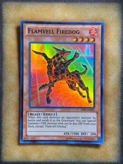 Yugioh Flamvell Firedog AP01-EN004 Super Rare LP - Image 1