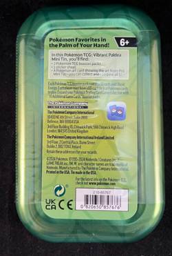Pokemon TCG - Vibrant Paldea Mini Tin - 2 Booster Packs/Sticker Sheet/Art Card - Image 4